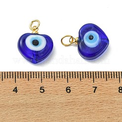 手作りナザールボンジュウランプワークペンダント  ハートチャーム  15~15.5x14x5mm  穴：3.5mm&nbsp;PALLOY-JF05636-02
