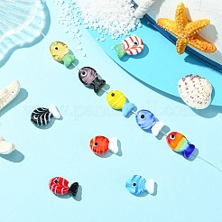 10個10スタイル手作りランプワークビーズ  魚  ミックスカラー  19~21x12~20x7.5~10.5mm  穴：0.8~1.8mm  1個/スタイル&nbsp;LAMP-CJ0002-57