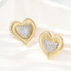 Brass Micro Pave Clear Cubic Zirconia Stud Earrings&nbsp;EJEW-C134-01G