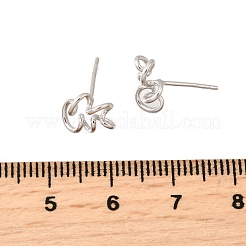 中空の花925スターリングシルバースタッドピアス  プラチナ  9x9.5mm&nbsp;EJEW-S271-03P