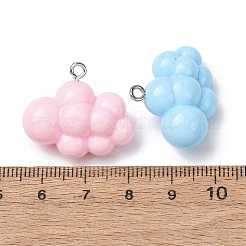 オペークアクリルパーツ  クラウドのチャーム  プラチナトーンの鉄ループ付き  ミックスカラー  21.5x26.5x12.5mm  穴：1.5mm&nbsp;OACR-G063-01