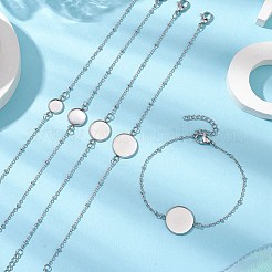 5Pcs 5 Styles 304 Stainless Steel Round Cabochon Setting Bracelets&nbsp;BJEW-JB11093-02