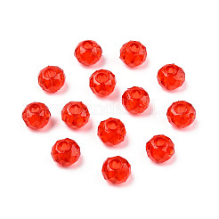 透明なアクリルビーズ  多面カット  ロンデル  レッド  4x3.5mm  穴：1.5mm  約14000個/500g&nbsp;TACR-N017-01-05