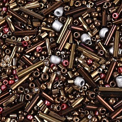 電気めっきガラスシードビーズ  ジュエリー作りのための  混合図形  キャメル  1.2~15x1.5~4.5mm  穴：0.8~1.8mm  約8000個/ポンド&nbsp;GLAA-SZC0007-01C