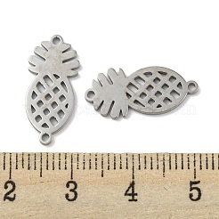 変色しない304ステンレススチールコネクタチャーム  パイナップル  ステンレス鋼色  19x8.5x1mm  穴：1.2mm&nbsp;STAS-P344-06P