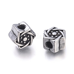 304ステンレススチールビーズ  スター  アンティークシルバー  10x8.5x6mm  穴：2.8mm&nbsp;STAS-M274-084AS