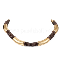 12MM Two Tone Acrylic & CCB Plastic & Coconut Curved Tube Beaded Necklaces for Women&nbsp;NJEW-JN05373-02