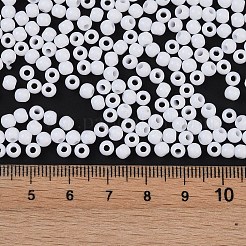 不透明なアクリルビーズ  ラウンド  ホワイト  4x3.5mm  穴：1.6mm  約1800個/50g&nbsp;X-SACR-A007-01A-17