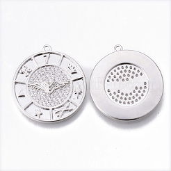 Brass Micro Pave Clear Cubic Zirconia Pendants&nbsp;KK-N232-163-NF