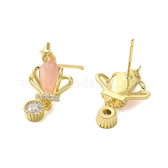 Brass Micro Pave Cubic Zirconia Earrings for Women&nbsp;EJEW-E306-01G-01