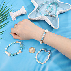 5Pcs Ocean Theme Synthetic Turquoise & Shell Beads Bracelet Sets&nbsp;BJEW-CA00001