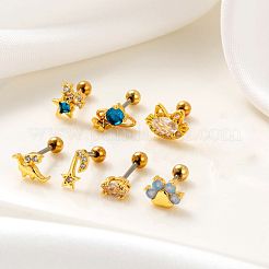 316lステンレススチールキュービックジルコニア軟骨イヤリング（女性用）  ステンレス鋼色  4＃  6mm  ピン：0.8mm&nbsp;WGF6ABA-19