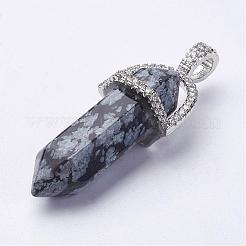 天然宝石用原石の両端が尖ったペンダント  真鍮ラインストーンのパーツと  弾丸  38~40x13.5x11mm  穴：3x4mm&nbsp;G-G669-01
