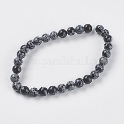 天然石スノーフレークオブシディアンビーズ連売り  ラウンド  6mm  穴：1mm&nbsp;G-G515-6mm-01