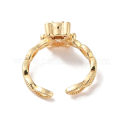 Brass Micro Pave Cubic Zirconia Open Cuff Rings&nbsp;RJEW-K263-06KCG