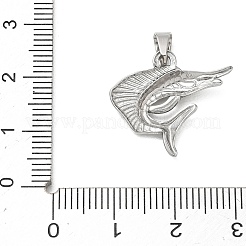 304ステンレスペンダント  201ステンレススチール製アイスピックピンチベイル付き  魚のチャーム  ステンレス鋼色  19x21x3mm  穴：6x3mm.&nbsp;STAS-B141-03C-P