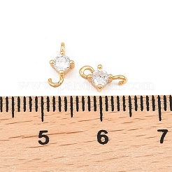真鍮パヴェクリアキュービックジルコニアフラットラウンドコネクターチャーム  18KGP本金メッキ  8.5x4x3mm  穴：1.2mm&nbsp;KK-H538-21A-G