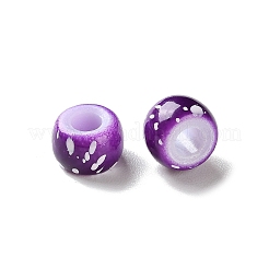 スプレー塗装されたABSプラスチック製のヨーロッパのビーズ  大穴ビーズ  ラウンド  パープル  9x6mm  穴：4mm  約1600個/500g&nbsp;KY-G033-01A-07