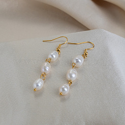 Freshwater Pearl 304 Stainless Steel Dangle Earrings for Women&nbsp;BV3455-1