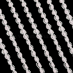 ポリエステルレースリボン  プラスチックパール付き  ピンク  3/8~1/2インチ（11~13mm）&nbsp;OCOR-WH20001-83B
