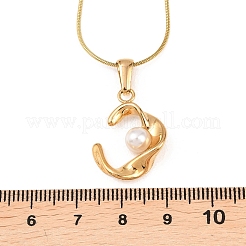 304 Stainless Steel with Acrylic Imitation Pearl Pendant Necklaces&nbsp;NJEW-H088-05B-G