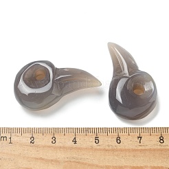 天然グレーアゲートの彫刻ペンダント  鳥の頭のチャーム  23.5~24.5x39.5~40.5x9~9.5mm  穴：4.5mm&nbsp;G-H089-01A