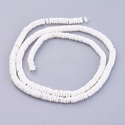 天然ホワイトシェルビーズ連売り  ディスク/フラットラウンド  ヒシビーズ  5.5~7.5x1.4~4mm  穴：1mm  約275~302個/連  22.83~23.81インチ（58~60.5cm）&nbsp;X-BSHE-P026-30