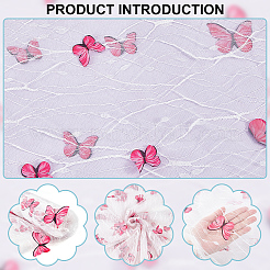 Butterfly Pattern Polyester with PET Embroidery Lace Fabric&nbsp;DIY-WH0419-45