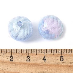 ツートンカラーの透明アクリルビーズ  手描きのビーズ  ラウンド  キラキラパウダー＆エナメル入り  ライトスカイブルー  15x14mm  穴：3mm&nbsp;OACR-D304-02B