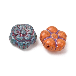 手作りランプワークビーズ  花  ゴールドライン入り  ミックスカラー  14.5x15x7mm  穴：1.2mm&nbsp;LA-CBAD2DB-03A