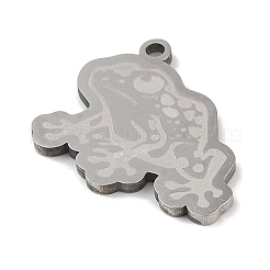 変色しない201ステンレススチールペンダント  カエルのチャーム  ステンレス鋼色  19.5x21.5x1.5mm  穴：1mm&nbsp;STAS-C095-19P