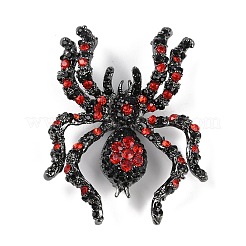 パーティー用のハロウィンスパイダー合金ラインストーンブローチ  ルビー  65x45mm&nbsp;JEWB-S022-08A