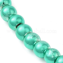 電気メッキガラスビーズセット  パール光沢メッキ  ラウンド  シーグリーン  4mm  穴：1mm  約120個/連  15.35インチ（39cm）&nbsp;EGLA-C007-10C