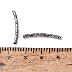 チューブビーズ  カーブ  真鍮  ニッケルフリー  ガンメタ色  25x2mm  穴：1.2mm&nbsp;EC0572X25mm-B-NF