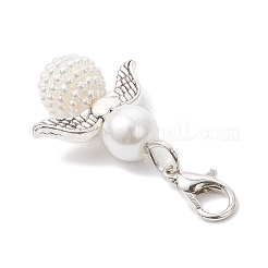6Pcs 6 Styles Acrylic Imitation Pearl & Glass Pearl Angel Pendant Decorations&nbsp;HJEW-JM03480