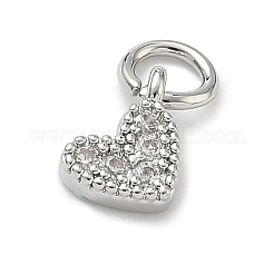 Brass Micro Pave Cubic Zirconia Heart Charms&nbsp;KK-C156-30P