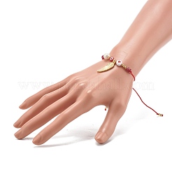 Heart and Evil Eye Acrylic Braided Bead Bracelet for Teen Girl Women&nbsp;BJEW-JB06997-02