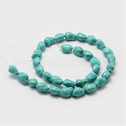 合成ハウライトビーズ連売り  染め  ナゲット  ダークシアン  12x9x8.5mm  穴：1mm  約33個/連  14.7インチ&nbsp;G-P228-35-A