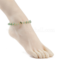 Gemstone Chips Beaded Anklet with 304 Stainless Steel Chains for Women&nbsp;AJEW-AN00497