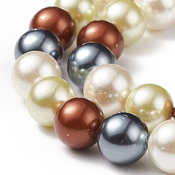シェルパールビーズ連売り  グレードA  ラウンド  ミックスカラー  8mm  穴：1mm  約48~50個/連  16インチ&nbsp;BSHE-L017-18