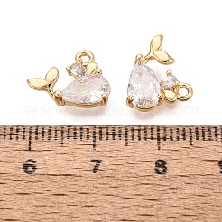 Brass Micro Pave Clear Cubic Zirconia Charms&nbsp;KK-N288-15G