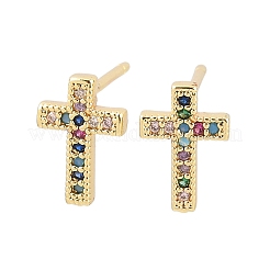 Brass Micro Pave Cubic Zirconia Stud Earrings&nbsp;EJEW-F405-19A-G