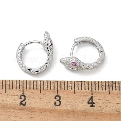 Brass Cubic Zirconia Hoop Earrings&nbsp;EJEW-Q014-09P