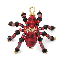 Halloween Theme Dyed Synthetic Turquoise & Glass Seed Beads Pendants&nbsp;PALLOY-MZ00774-02