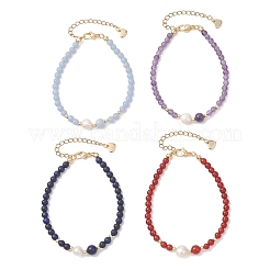 Natural Mixed Gemstone & Cultured Freshwater Pearl Beaded Bracelets for Women&nbsp;BJEW-JB13201