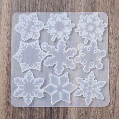 DIYペンダントシリコンモールド  レジン型  スノーフレーク  クリスマスのために  ホワイト  115x113x4.5mm  穴：1.7mmと2.7mm  内径：35~46x28~35mm&nbsp;X-SIMO-P009-A01