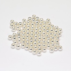 ラックメッキ真鍮丸型スペーサービーズ  銀  5mm  穴：1.5mm&nbsp;KK-I598-03S-RS