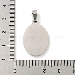 変色しない304ステンレススチールペンダント  セントクリストファーチャーム付きオーバル  ステンレス鋼色  27x18x2mm  穴：6x3.5mm&nbsp;STAS-C102-09A-P
