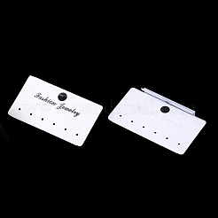 プラスチックディスプレイカード  ピアスに使用  長方形  乳白色  3x5.5x0.7~0.8cm  穴：6mm&nbsp;X-CDIS-S027-14