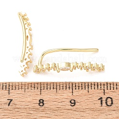Brass Micro Pave Cubic Zirconia Stud Crawler Earrings&nbsp;KK-CBAA351-01G